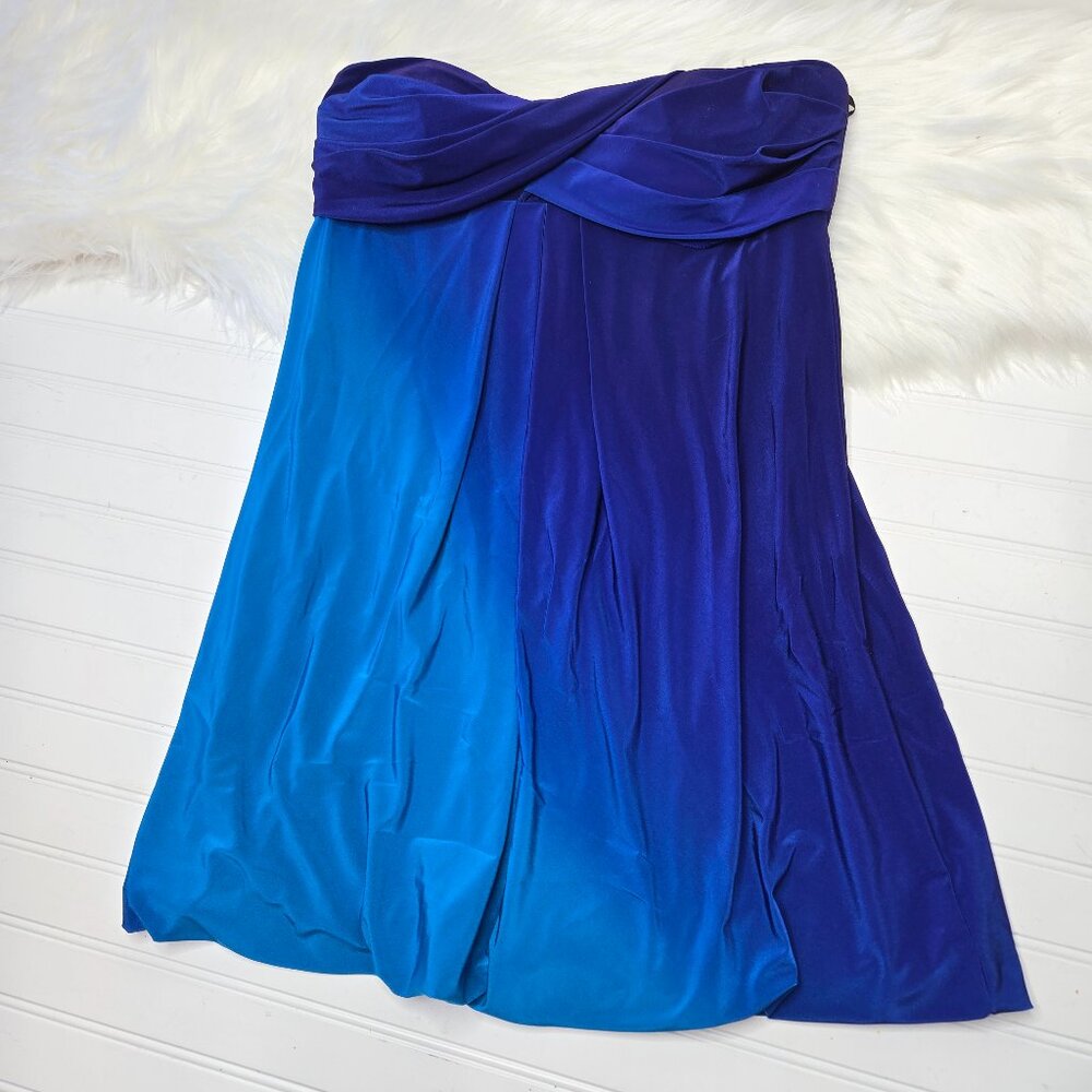 Xscape Ombre Cocktail Mini Dress NWT Blue Y2K Strapless Event Women’s Size 12